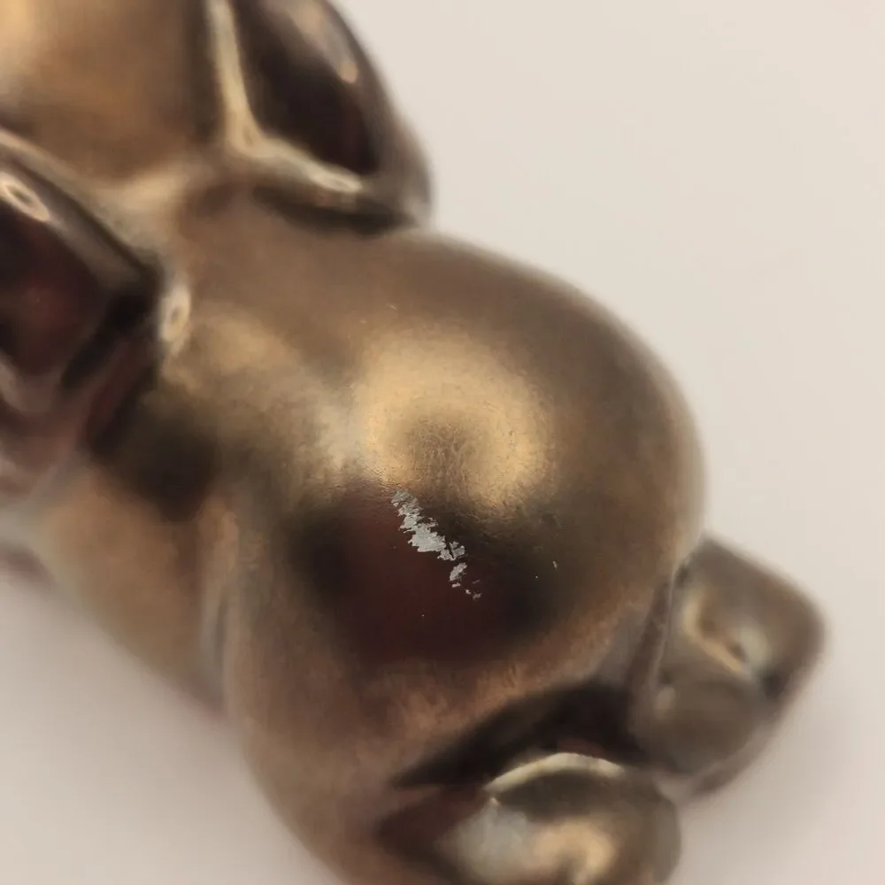 Elephant Figurine Statue Bronze Glazed Ceramic Cute Playful Whimsical 5